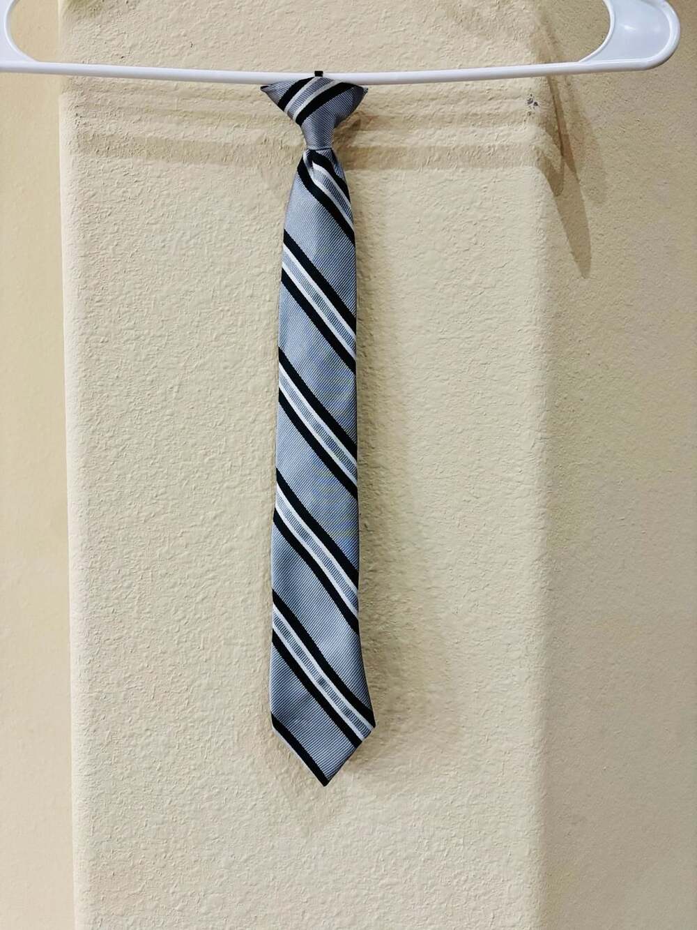 Gray Black Striped Necktie 100% Polyester